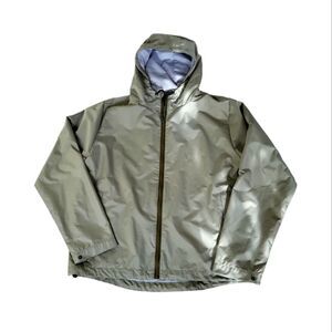 NWOT men's green wind breaker athletic sporty hooded jacket with pockets M